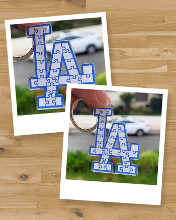 Autism Awareness Puzzled LA Logo Acrylic Keychain